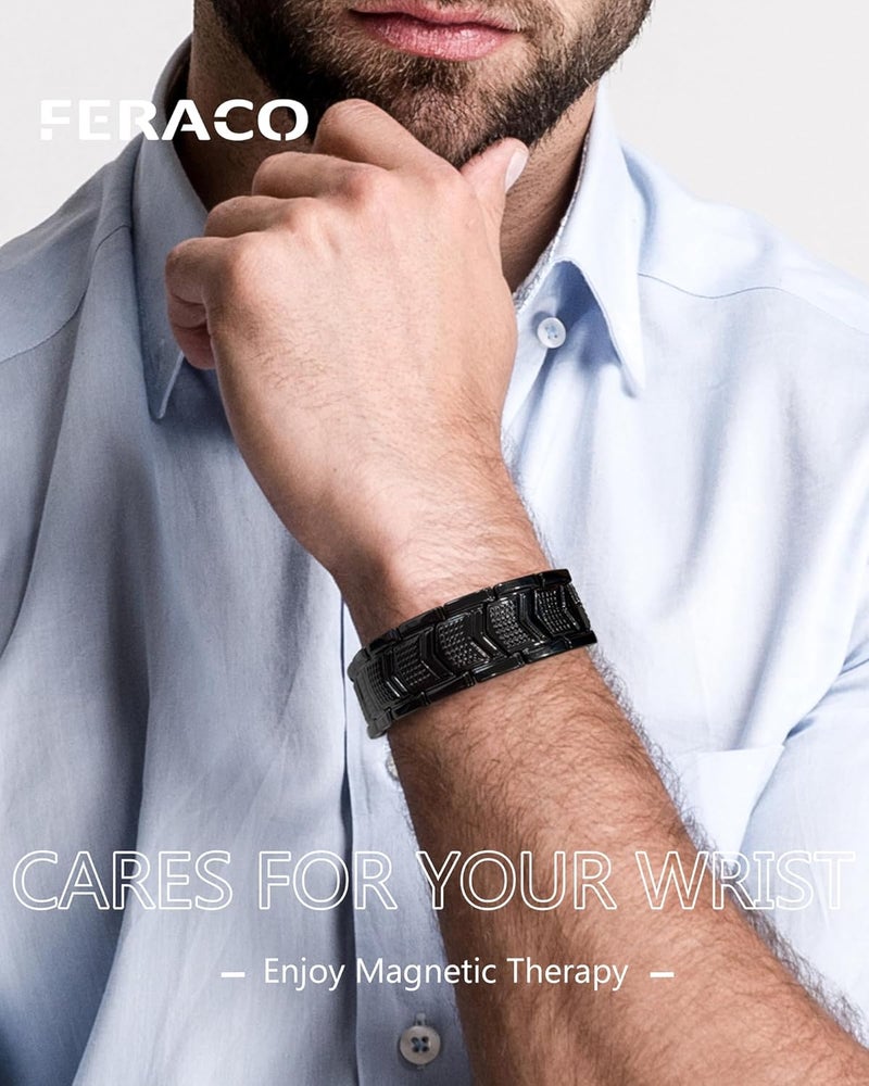 Feraco Copper Bracelet for Men 3X Strength,Magnetic Therapy Bracelet Copper Jewelry with Powerful 3800 Gauss Magnets - Image 3